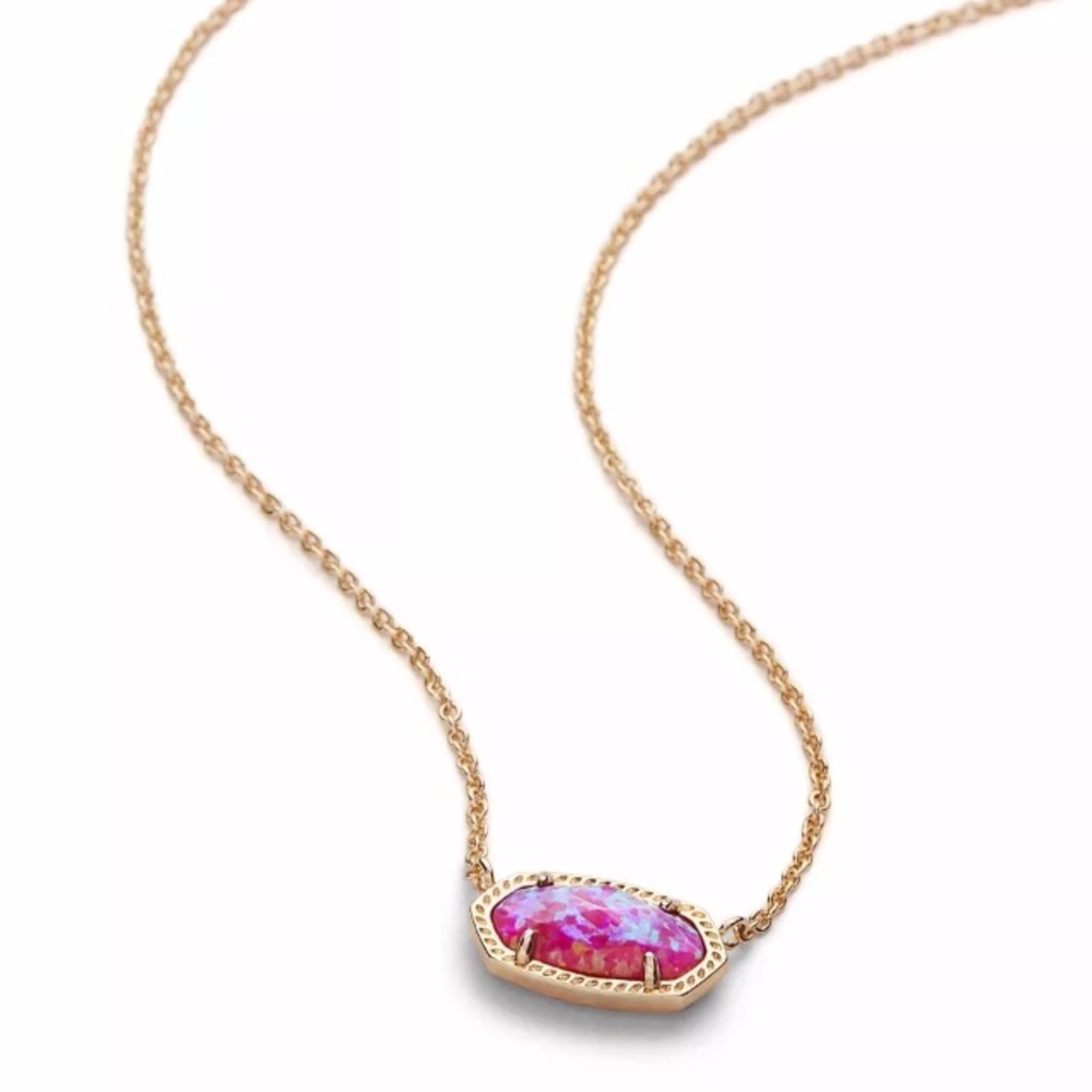 Kendra Scott “Elisa” Necklace in Gold w Pink Opal